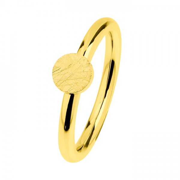 Ernstes Design R472 Evia Ring, Vorsteckring, Ring Edelstahl beschichtet goldfarben, gekratzt
