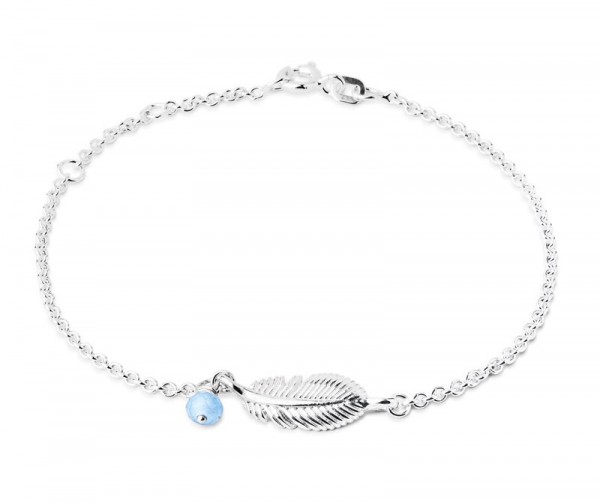 heartbreaker by Drachenfels Armband Feder aus Silber mit blauem Achat LD LF 81-B