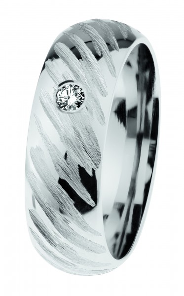 Ernstes Design Ring, Edelstahl geschliffen / poliert mit Brillant, R647