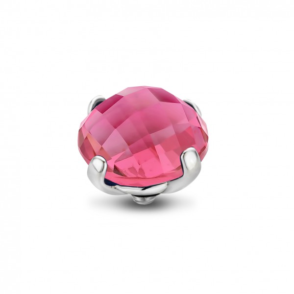 Melano Twisted Ringaufsatz, Fassung Edelstahl mit Zirkonia facettiert in Farbe Rosa