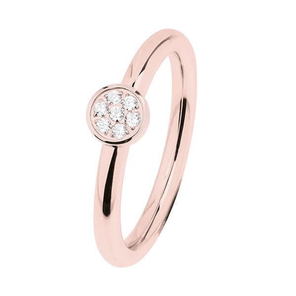 Ernstes Design R458 Evia Ring, Vorsteckring, Ring Edelstahl beschichtet rosé, poliert, mit Steinen