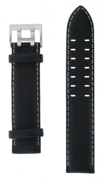 Ersatz Uhrenarmband Leder schwarz mit Doppeldornschließe