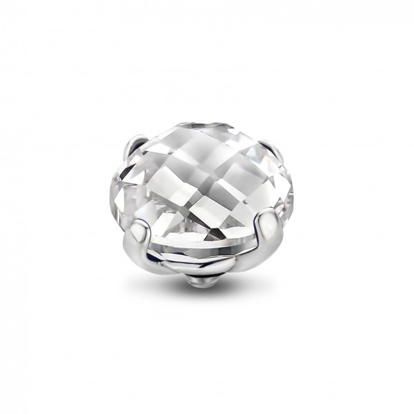 Melano Twisted Ringaufsatz, Fassung Edelstahl mit Zirkonia facettiert in Farbe Kristall
