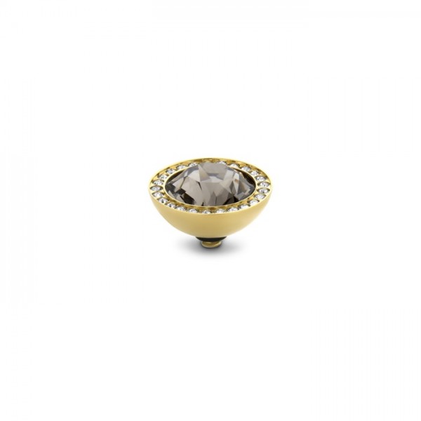 Melano Twisted Ringaufsatz, Fassung Edelstahl goldfarben mit Zirkonia in Farbe Black diamond