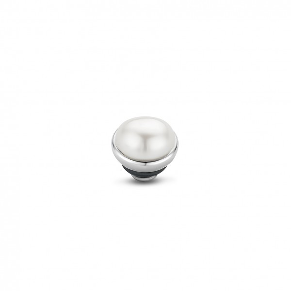 Melano Twisted Ringaufsatz, Fassung Edelstahl beschichtet Pearl weiß 5 mm