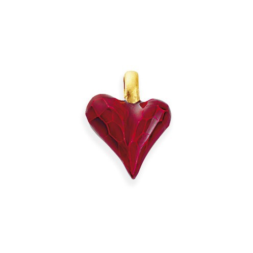 Drachernfels Heartbreaker Kollektion Anhänger Herz Klein Silber goldfarben mit Brandlack Rot