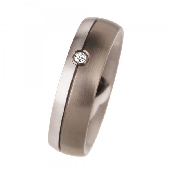 Ernstes Design Ring, Platin 960 / Titan / Brillant TW/SI 0,035 ct., 6 mm, R88