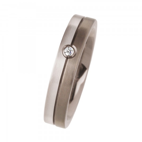 Ernstes Design Ring, Platin 960 / Titan / Brillant TW/SI 0,035 ct., 4mm, R92