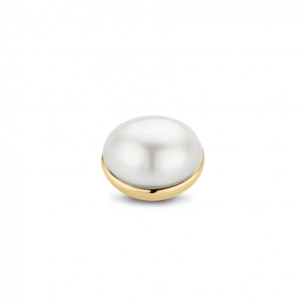 Melano Twisted Ringaufsatz, Fassung Edelstahl goldfarben beschichtet Pearl weiß 10 mm