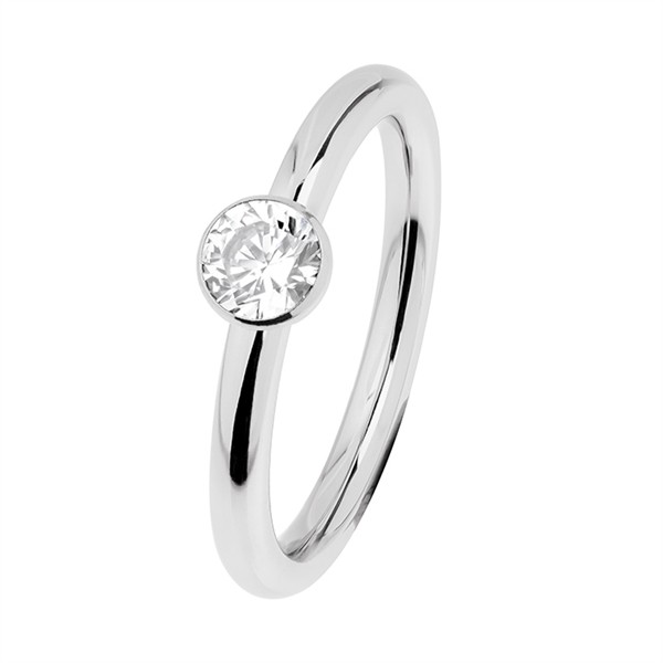 Ernstes Design Evia Ring, Vorsteckring, Ring Edelstahl, Zirkonia white, poliert, R468WH