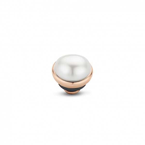 Melano Twisted Ringaufsatz, Fassung Edelstahl rosé beschichtet Pearl weiß 8 mm