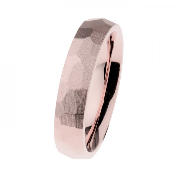 Ernstes Design R544 Evia Ring, Vorsteckring, Edelstahl rosé beschichtet, poliert, facettiert, 5 mm