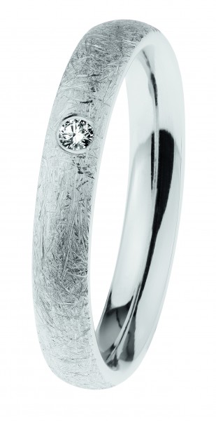 Ernstes Design Ring, Edelstahl eismatt / poliert mit Brillant, R623