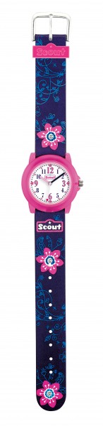 Scout Kinder Armbanduhr Crystal Mädchen Armbanduhr Blumen "Flowery" mit 30 mm Kunststoff-Gehäuße