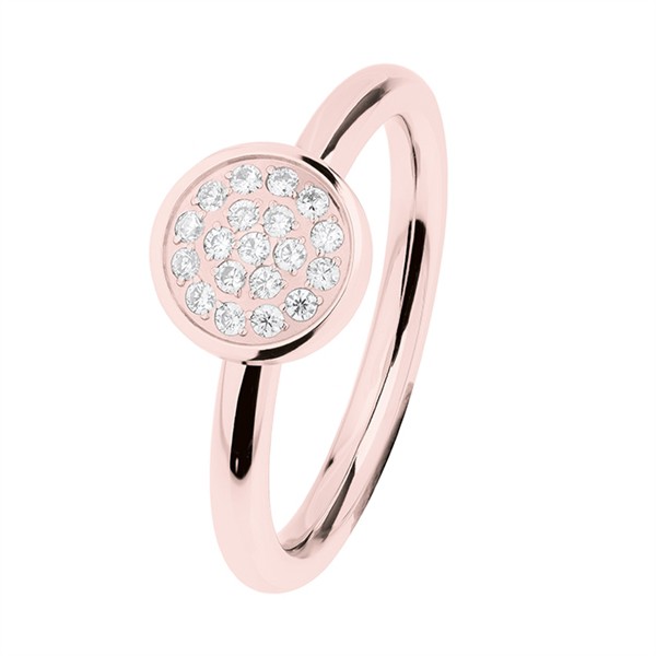 Ernstes Design R464 Evia Ring, Vorsteckring, Ring Edelstahl beschichtet rosé, poliert, mit Steinen