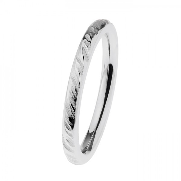 Ernstes Design R533 Evia Ring, Vorsteckring, Ring Edelstahl poliert, geschliffen, 2mm