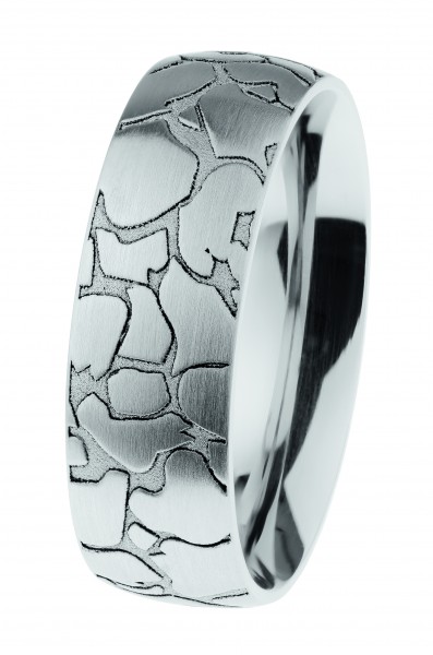 Ernstes Design Ring, Edelstahl matt / graviert / poliert, R662