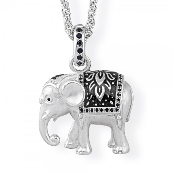 Drachenfels Ganesha - Kollektion, Anhänger Elefant Groß, Silber mit Spinell und Lack