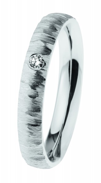 Ernstes Design Ring, Edelstahl geschliffen / poliert mit Brillant, R633