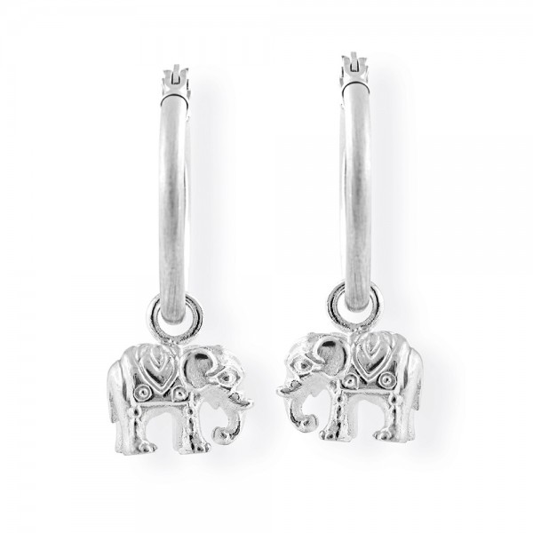 Drachenfels Ganesha-Kollektion, 1 Paar Creolen mit Einhängern Elefanten, Silber D GAN 22