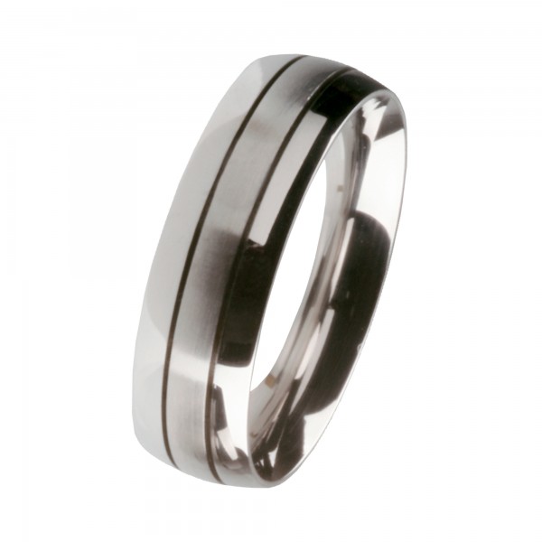 Ernstes Design Ring, Edelstahl matt / poliert, 6 mm, R141