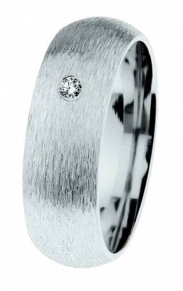 Ernstes Design Ring, Edelstahl geschliffen / poliert mit Brillant, R616