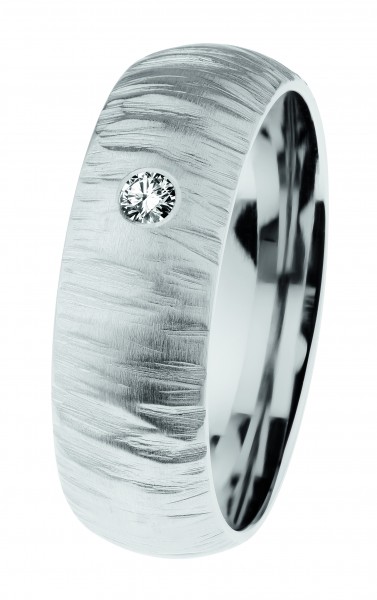 Ernstes Design Ring, Edelstahl geschliffen / poliert mit Brillant, R637