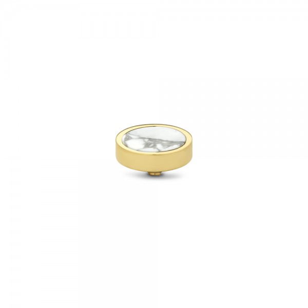 Melano Twisted Ringaufsatz, Fassung, Gemstone Plate, TM62, Edelstahl goldfarben mit Howlith