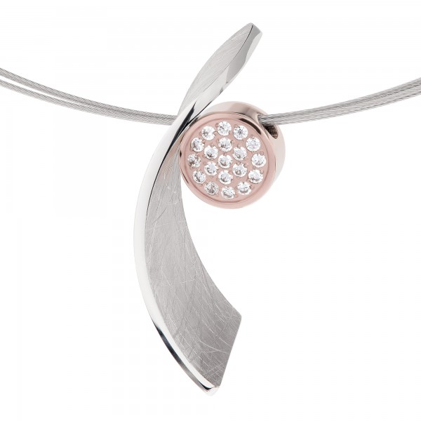 Ernstes Design Evia Set K760 Halskette mit Anhänger Edelstahl teils rosé beschichtet mit Zirkonia