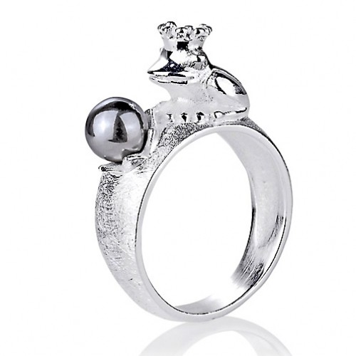 heartbreaker Ring mit Frosch und Perle LD FG 12 PW Heartbreaker Schmuck designed by Drachenfels