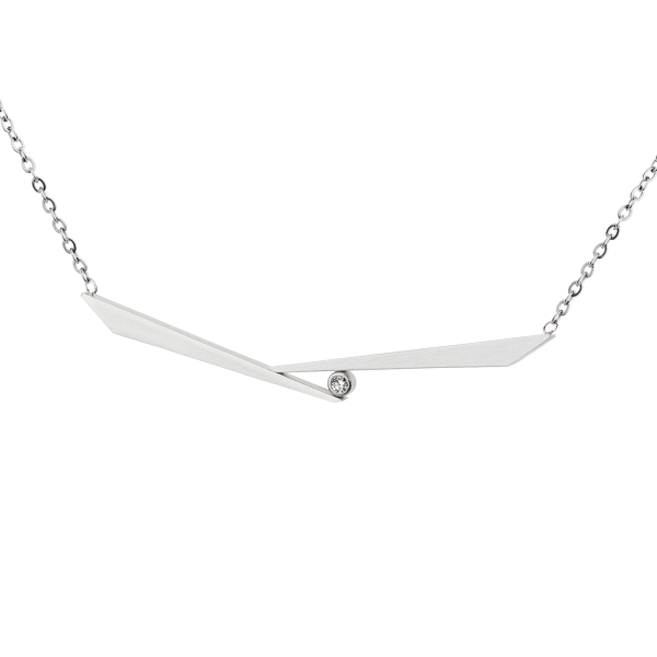 Ernstes Design Set K825, Halskette mit Brillant Anhänger, Edelstahl matt / poliert