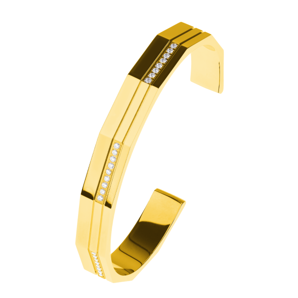Ernstes Design Armspange, Edelstahl poliert goldfarben beschichtet mit Zirkonia, A584
