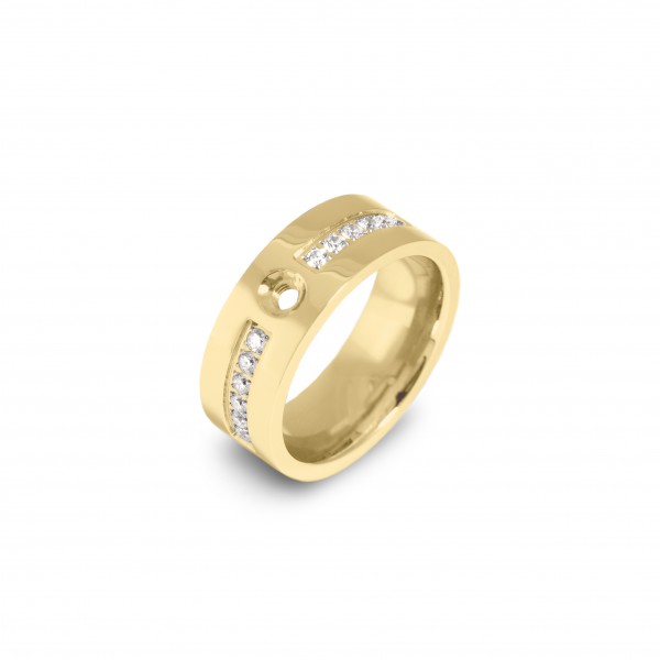 Melano Twisted Ring Flat CZ Edelstahl goldfarben beschichtet mit Zirkonia TR19