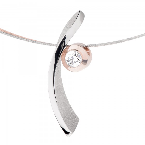 Ernstes Design Evia Set K749 Halskette mit Anhänger Edelstahl teils rosé beschichtet mit Zirkonia