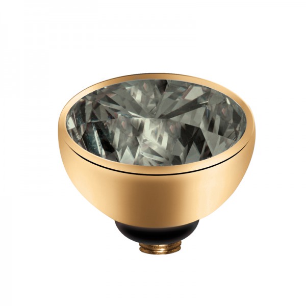Melano twisted Fassung Aufsatz Mini Edelstahl goldfarben mit Zirkonia in Schwarz Transparent 4 mm