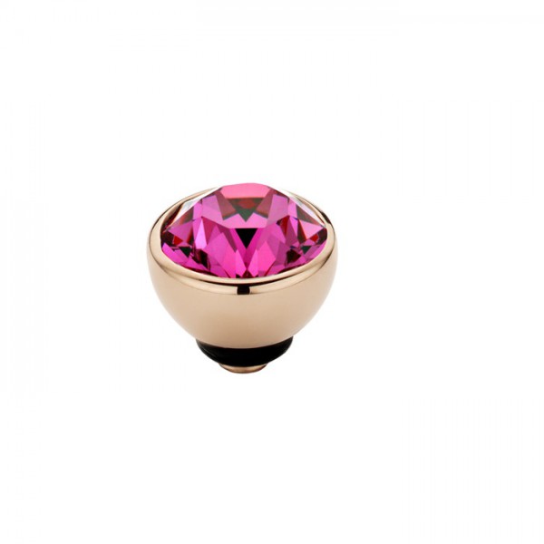 Melano twisted Ringaufsatz, Aufsatz, Fassung Edelstahl rosé mit Zirkonia in Farbe Fuchsia