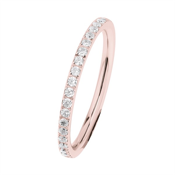 Ernstes Design R455 Evia Ring, Vorsteckring, Ring Edelstahl beschichtet rosé, poliert, mit Steinen
