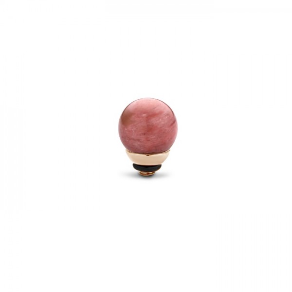 Melano Twisted Ringaufsatz, Fassung, Gemstone Ball, TM72, Edelstahl rosé mit Rhodonit