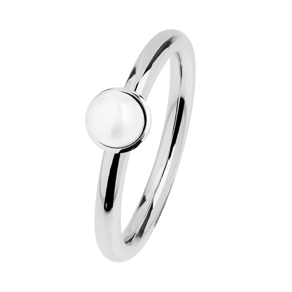 Ernstes Design Evia Ring, Vorsteckring, Ring Edelstahl mit Perle poliert, R492.WH