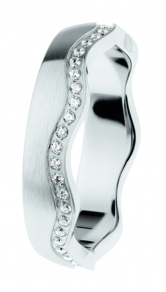 Ernstes Design R577 Evia Ring, Vorsteckring, Edelstahl mattiert 5mm, Zirkonia