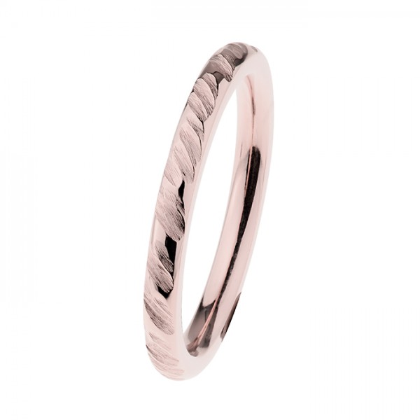 Ernstes Design R535 Evia Ring, Vorsteckring, Edelstahl rosé beschichtet, poliert, geschliffen, 2mm