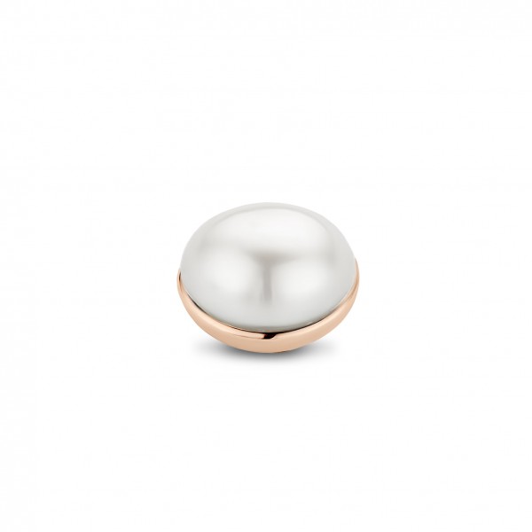 Melano Twisted Ringaufsatz, Fassung Edelstahl rosé beschichtet Pearl weiß 10 mm