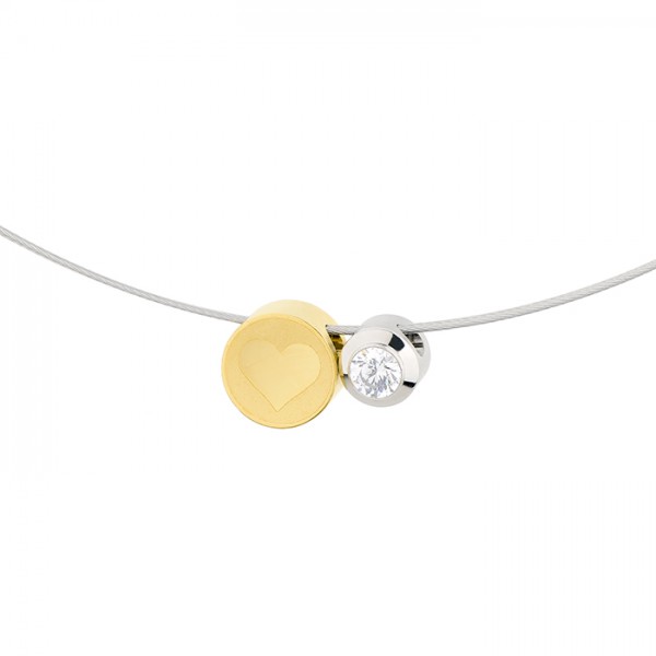 Ernstes Design Evia Set K736 Halskette mit 2 Anhängern Edelstahl teils goldfarben mit Zirkonia