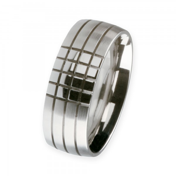 Ernstes Design Ring, Edelstahl matt / poliert, 8 mm, R145.8