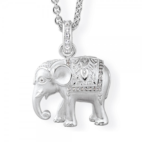 Drachenfels Ganesha - Kollektion, Anhänger Elefant Groß, Silber mit Bergkristall
