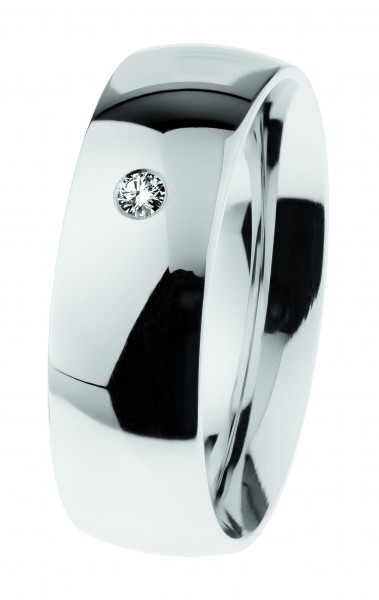 Ernstes Design Ring, Edelstahl poliert mit Brillant, R606