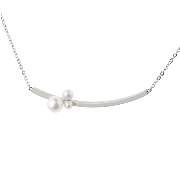 Ernstes Design Set K824, Halskette mit Anhänger, Edelstahl matt mit Süßwasser-Perlen