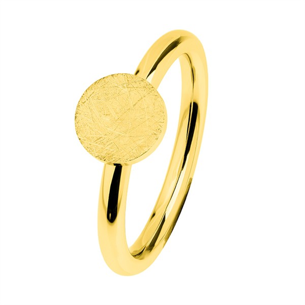Ernstes Design R475 Evia Ring, Vorsteckring, Ring Edelstahl beschichtet goldfarben, gekratzt