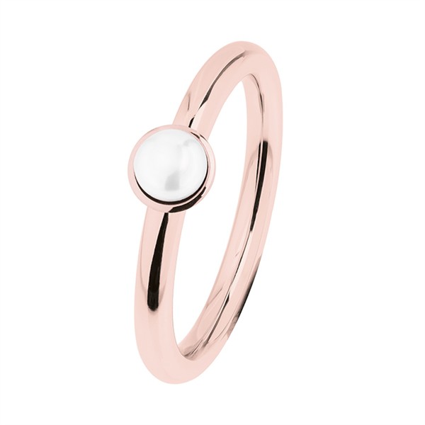 Ernstes Design R491 Evia Ring, Vorsteckring, Ring Edelstahl beschichtet rosé, poliert, mit Perle