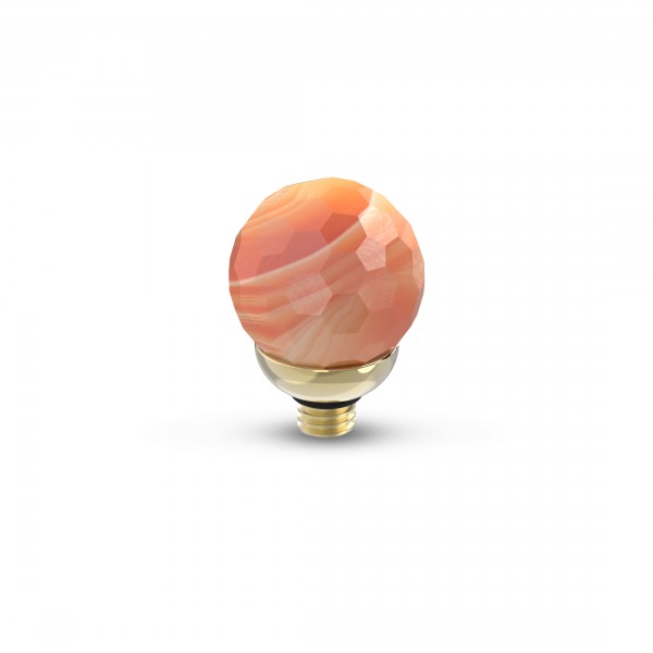 Melano Twisted Ringaufsatz TMB4 Gem Facet Ball Fassung Edelstahl goldfarben mit rotem Achat